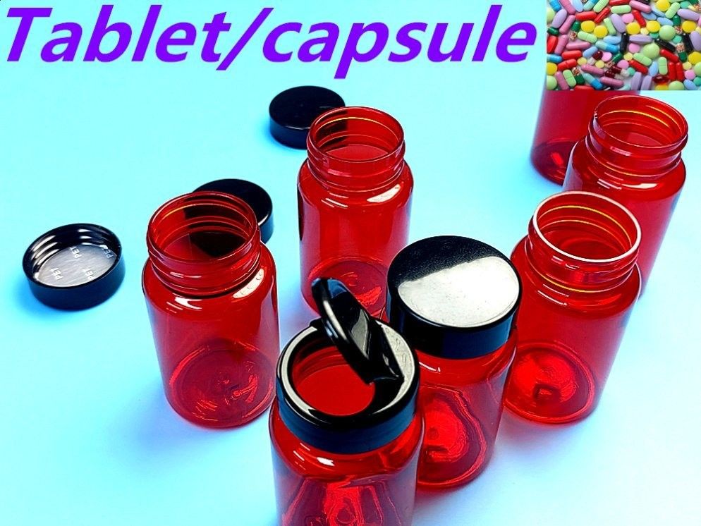 High Quality 100ml Red Empty Pet Pill Tablet Calcium Pharmaceutical Container Medicine Vitamin Capsule medicine bottle