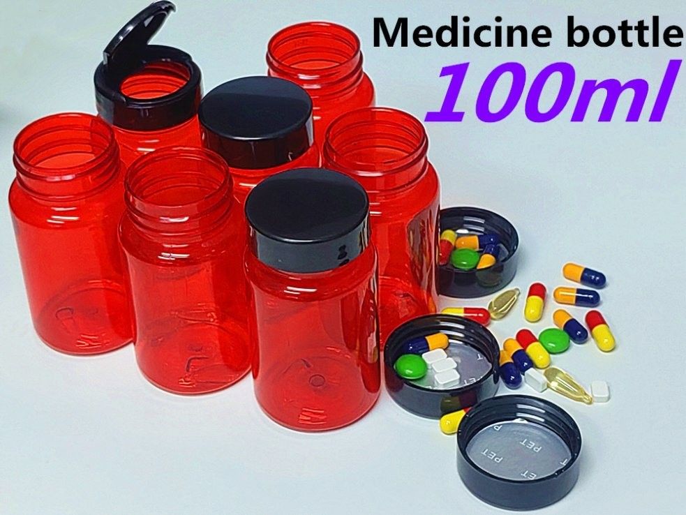 High Quality 100ml Red Empty Pet Pill Tablet Calcium Pharmaceutical Container Medicine Vitamin Capsule medicine bottle