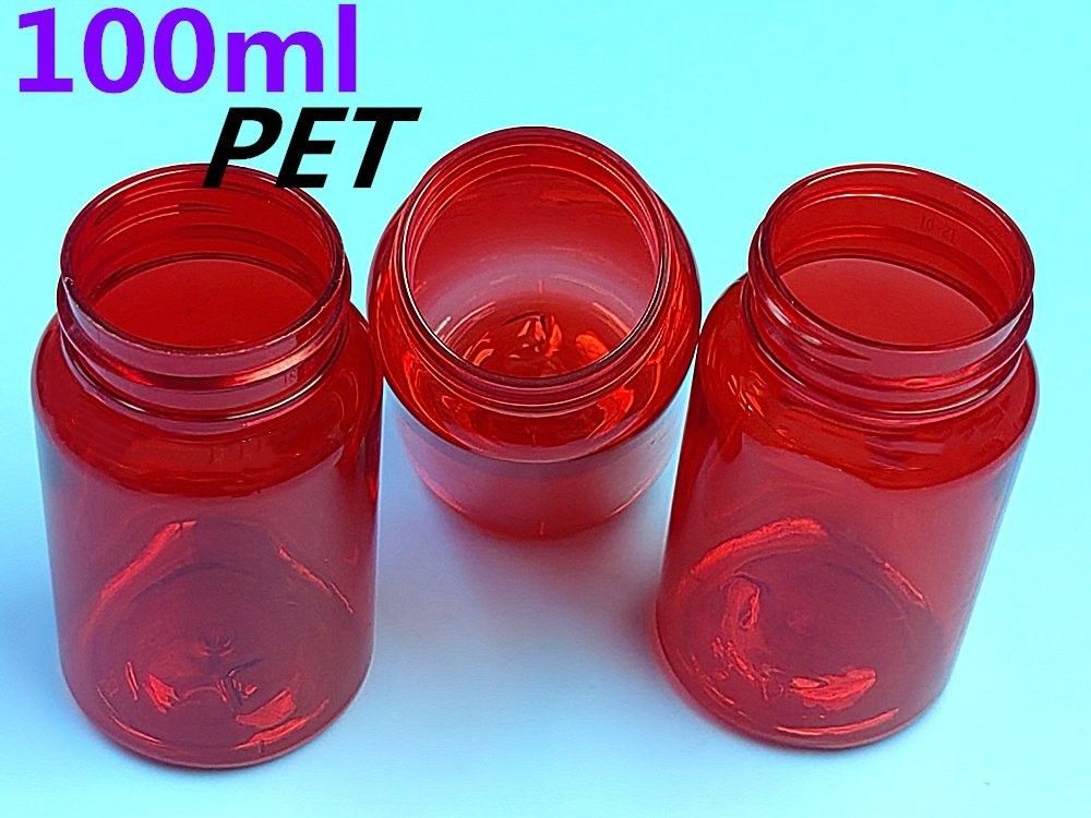 PET Plastic Red 100ml 150ml Solid Medicine Bottle Capsule Pill Bottle Packaging Container Healthcare Supplement Bottle