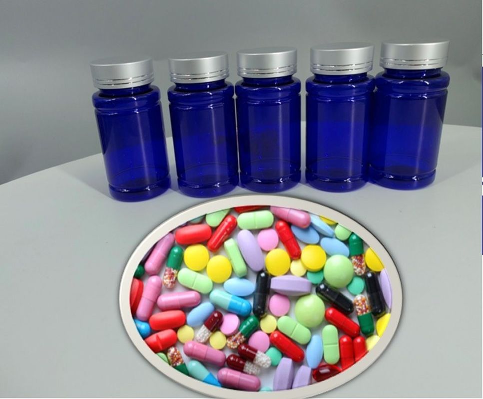 Plastic Vitamin Supplement Bottle PET Capsule Tablet Pill Bottle Blue 100ml 120ml Plastic Container Medicine bottle