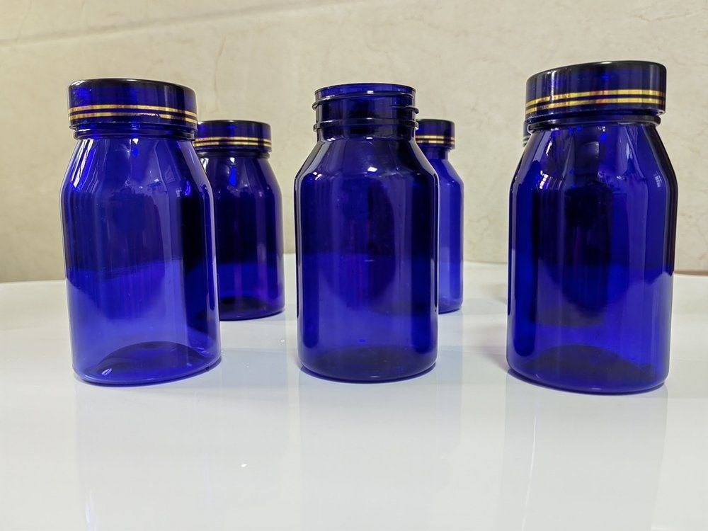Plastic Vitamin Supplement Bottle PET Capsule Tablet Pill Bottle Blue 100ml 120ml Plastic Container Medicine bottle