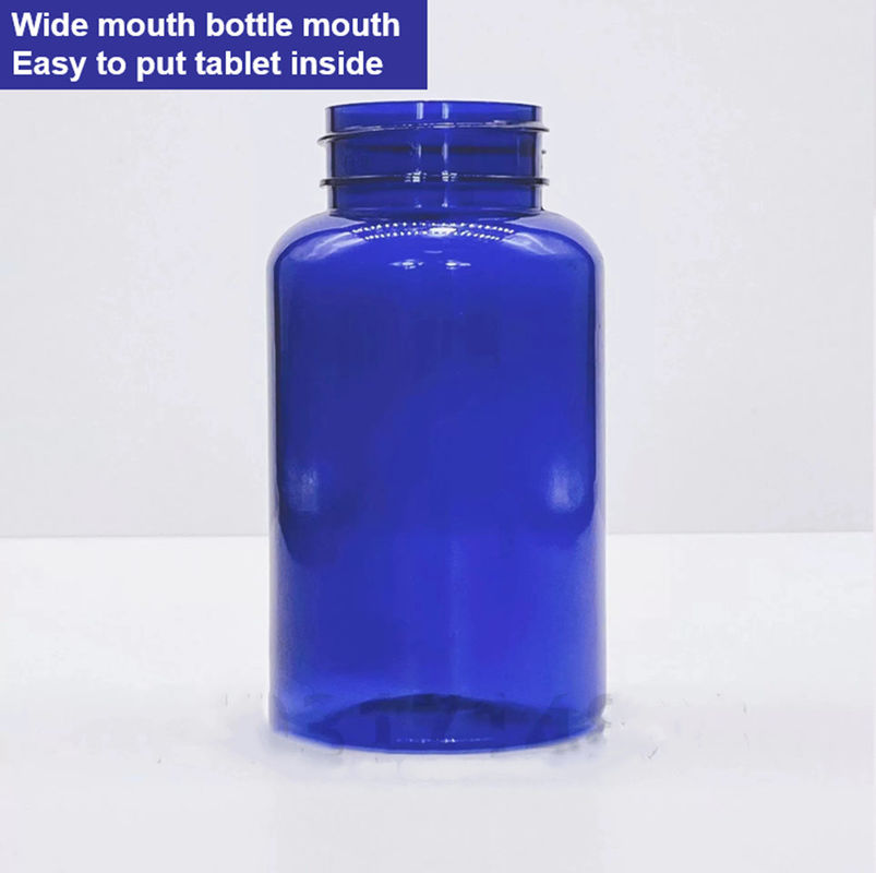 Plastic blue PET 100ml Capsule Pill Bottle with Silver Screw Cap Medicine Vitamin Supplement Bottle Container