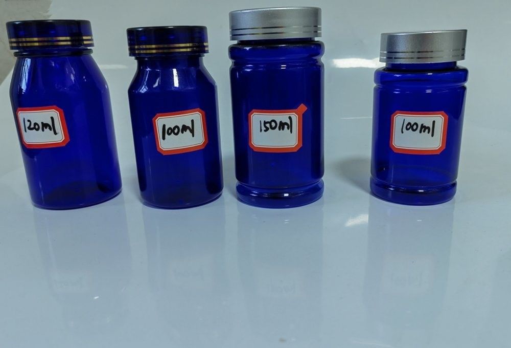 Pharmaceutical 100ml 120ml 175ml Blue PET Plastic Pill Capsule Bottle Health Care tablet medicine Bottle with Screw Cap