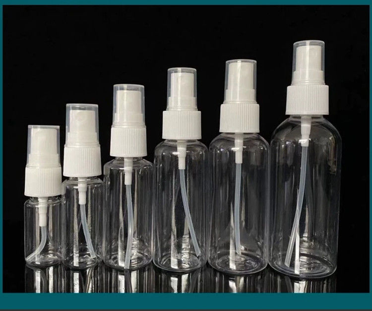 Refilled empty white clear Cheap Empty transparent 1 oz 50ml 100ml 120ml cosmetic PET plastic mist spray bottles