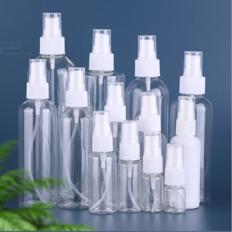 Refilled empty white clear Cheap Empty transparent 1 oz 50ml 100ml 120ml cosmetic PET plastic mist spray bottles