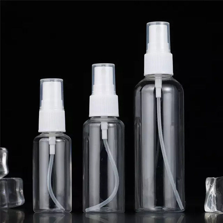 50ml portable travel mini pocket clear transparent lotion alcohol disinfectant flat round PET plastic spray bottle