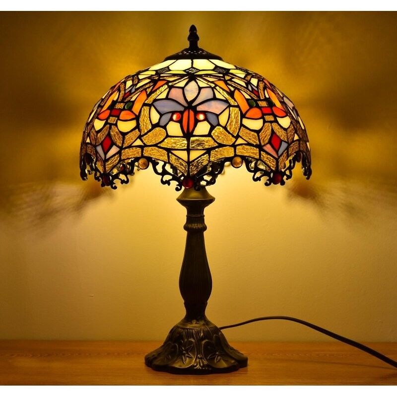 30cm 40cm Handmade Moon Shape Stained Glass Lamp Table Reading Light Luxury Glass Table Lamp