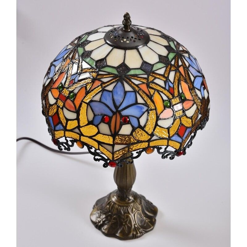 30cm 40cm Handmade Moon Shape Stained Glass Lamp Table Reading Light Luxury Glass Table Lamp