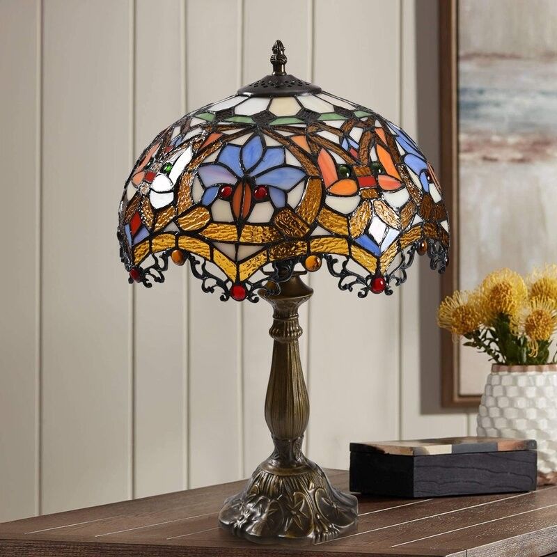 30cm 40cm Handmade Moon Shape Stained Glass Lamp Table Reading Light Luxury Glass Table Lamp