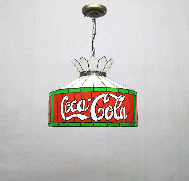 12'' Bar Restaurant Cafe Dining Room Hanging Light Ceiling Light Red Stained Glass LED Chandelier Pendant Lamp