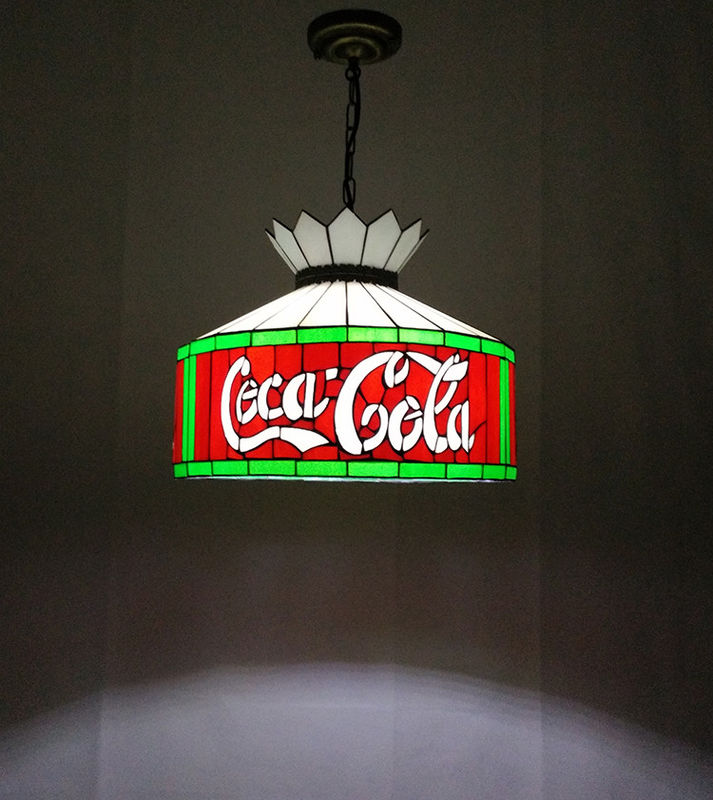 12'' Bar Restaurant Cafe Dining Room Hanging Light Ceiling Light Red Stained Glass LED Chandelier Pendant Lamp
