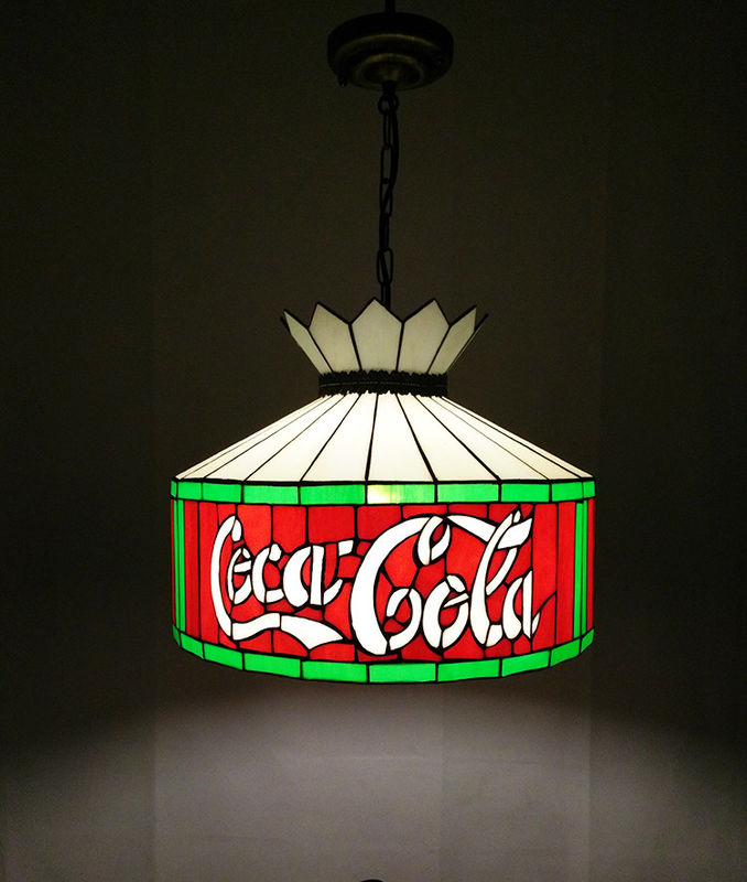 12'' Bar Restaurant Cafe Dining Room Hanging Light Ceiling Light Red Stained Glass LED Chandelier Pendant Lamp