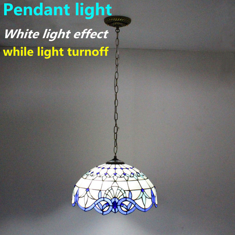 12'' European Style Turkish Light Bed Room Dinning Room Stained Glass Chandelier LED Glass Pendant Lamp
