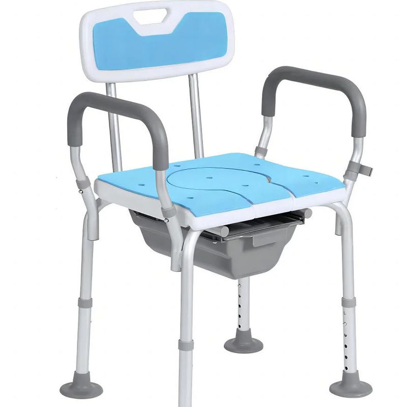 Bathroom 4-in-1 Commode Chair Shower Chair With Armrest Large Suction Cup Feet